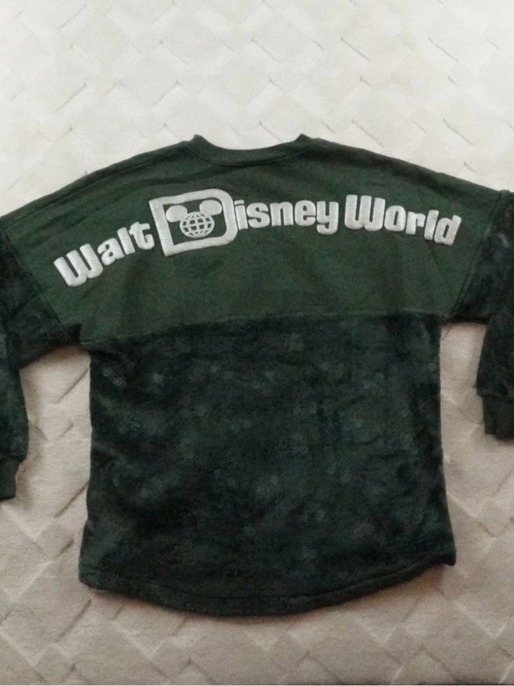 Disney Spirit Jersey Sweatshirt Womens Small Velour All Over Mickey Mouse Print